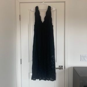 Black lace midi dress